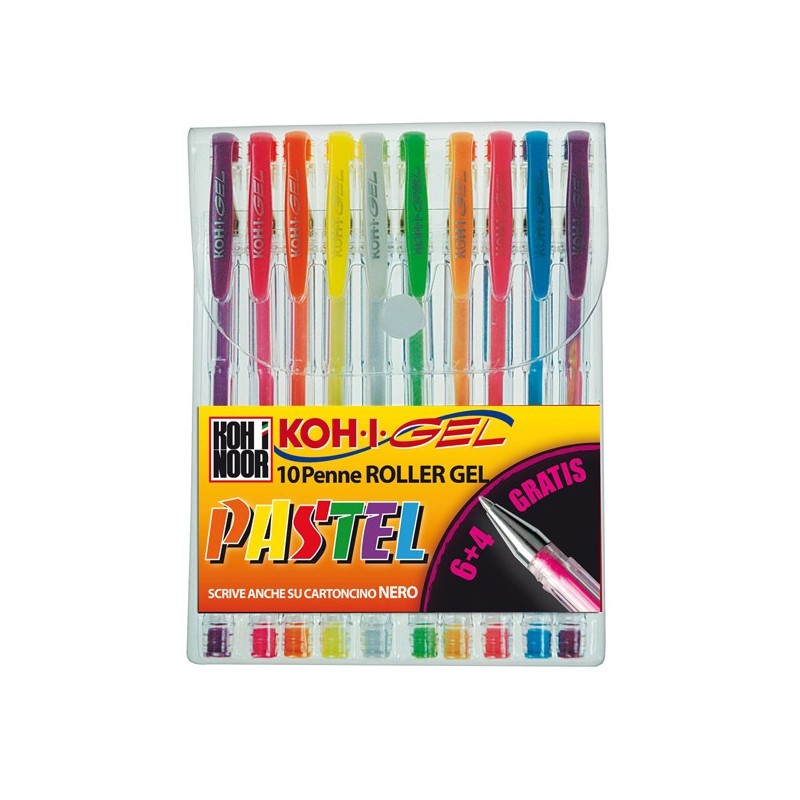 Roller gel colorati colori pastel Koh I Noor astuccio 10 roller
