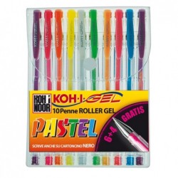 Roller gel colorati colori pastel Koh I Noor astuccio 10 roller