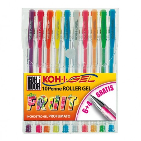 Roller gel colorati colori fruit Koh I Noor astuccio 10 roller
