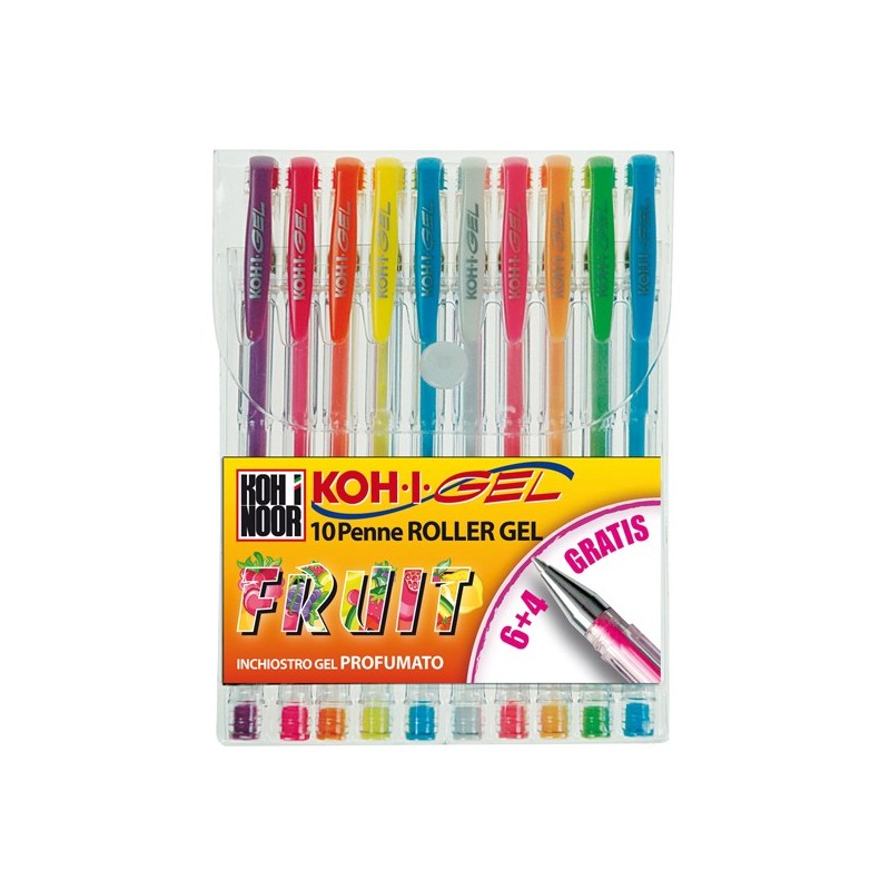 Roller gel colorati colori fruit Koh I Noor astuccio 10 roller