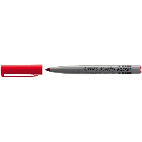 Marcatori permanente Marking a base d'alcool punta pocket tonda 1,10mm rosso Bic conf. 12 pezzi