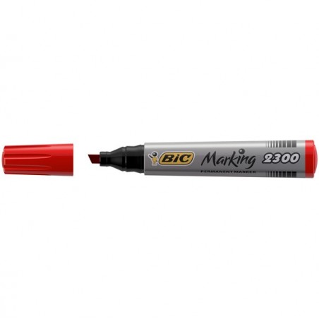 Marcatori permanente Marking a base d'alcool punta scalpello da 3,70mm a 5,50mm rosso Bic conf. 12 pezzi