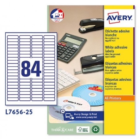 Etichette adesive L7656 in carta angoli arrotondati laser permanenti 46 x 11,1 mm 84 et/fg 25 fogli bianco Avery