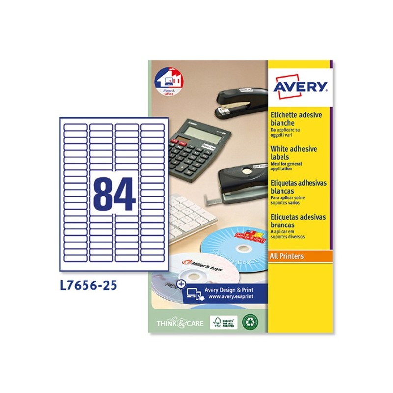 Etichette adesive L7656 in carta angoli arrotondati laser permanenti 46 x 11,1 mm 84 et/fg 25 fogli bianco Avery