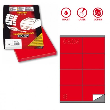 Etichette adesive C/502 in carta permanenti 105 x 72 mm 8 et/fg 100 fogli rosso Markin