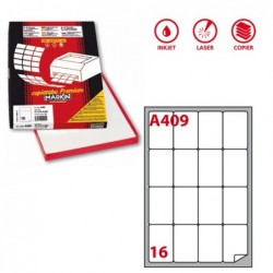 Etichette adesive A/409 in carta angoli arrotondati permanenti 47,7 x 70 mm 16 et/fg 100 fogli bianco Markin