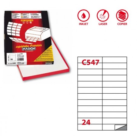 Etichette adesive C/547 in carta permanenti 105 x 25 mm 24 et/fg 100 fogli bianco Markin