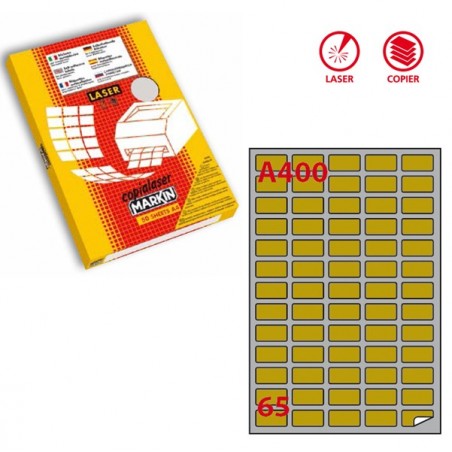 Etichette adesive A/400 in carta angoli arrotondati laser permanenti 38,1 x 21,2 mm 65 et/fg 100 fogli oro Markin