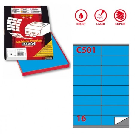 Etichette adesive C/501 in carta permanenti 105 x 36 mm 16 et/fg 100 fogli blu Markin