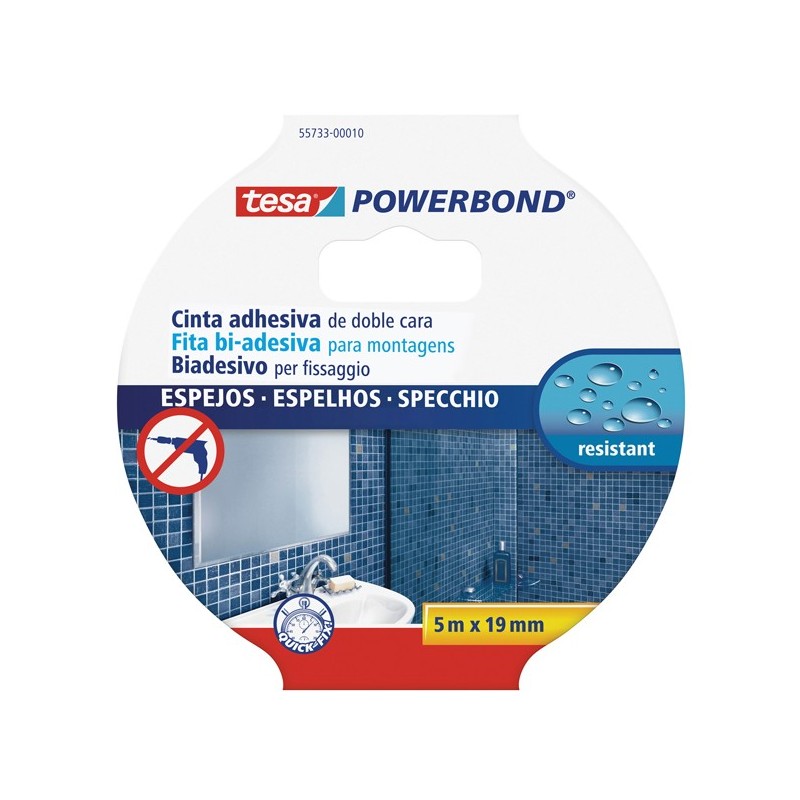 Nastro biadesivo Tesa Powerbond per specchi 1,9 cm x 5 m bianco Tesa