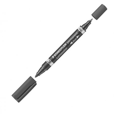 Pennarello Lumocolor Permanent Duo 348 punta feltro punta 0,6mm e 1,5mm nero Staedtler