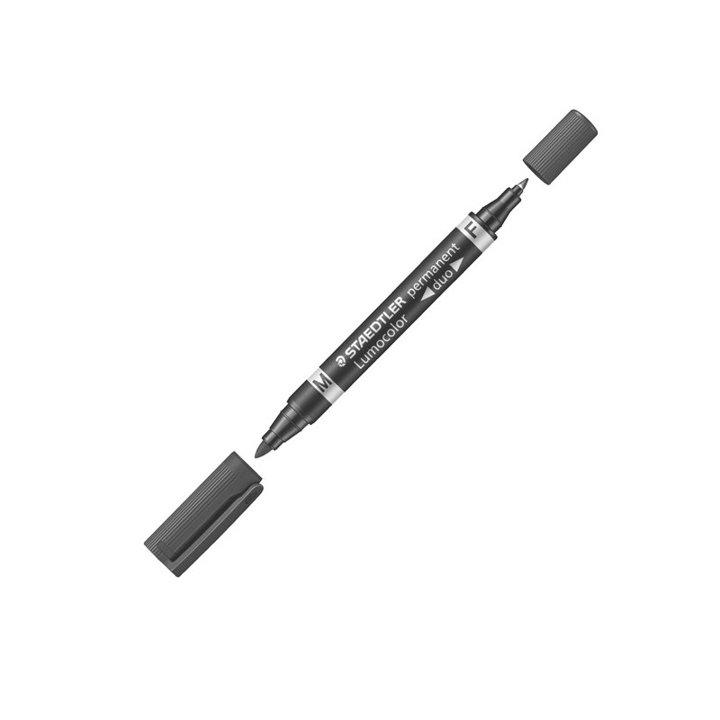 Pennarello Lumocolor Permanent Duo 348 punta feltro punta 0,6mm e 1,5mm nero Staedtler