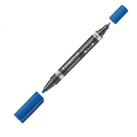 Pennarello Lumocolor Permanent Duo 348 punta feltro punta 0,6mm e 1,5mm blu Staedtler