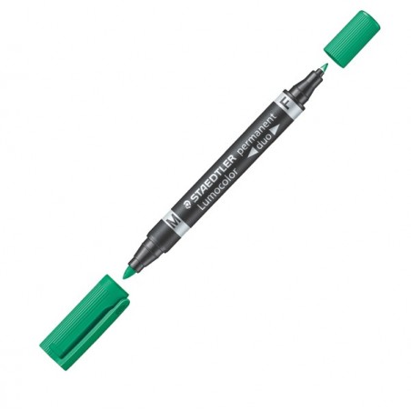 Pennarello Lumocolor Permanent Duo 348 punta feltro punta 0,6mm e 1,5mm verde Staedtler