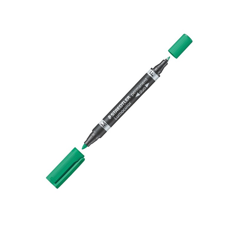 Pennarello Lumocolor Permanent Duo 348 punta feltro punta 0,6mm e 1,5mm verde Staedtler