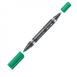 Pennarello Lumocolor Permanent Duo 348 punta feltro punta 0,6mm e 1,5mm verde Staedtler