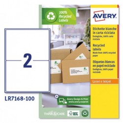Etichette adesive in carta riciclata angoli arrotondati laser permanenti 199,6 x 143,5 mm 2 et/fg 100 fogli bianco Avery