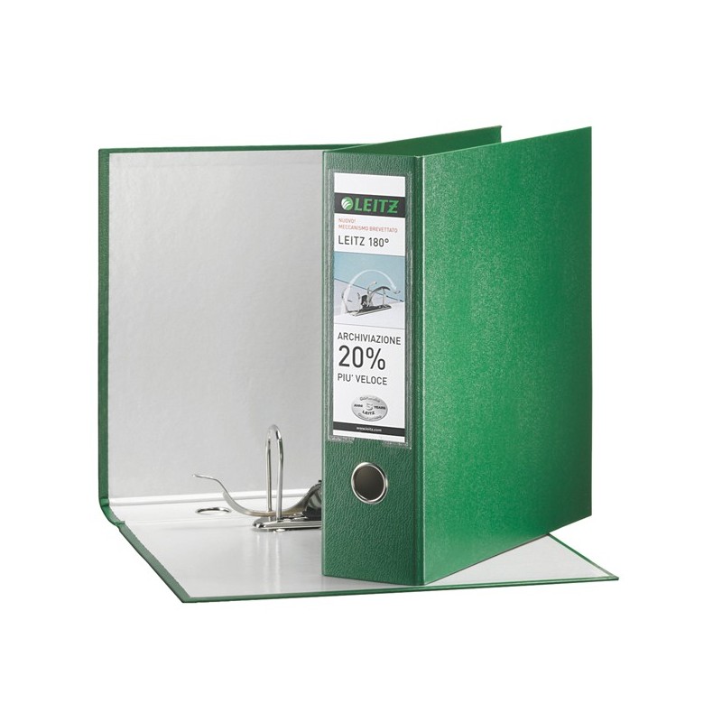 Registratore Leitz 180° G65 dorso 8 cm protocollo 23x33 cm verde Leitz