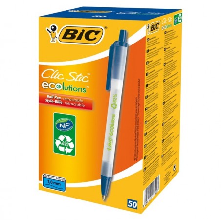 Penna a sfera a scatto ECOlutions punta 1,0mm blu Bic conf. 50 pezzi