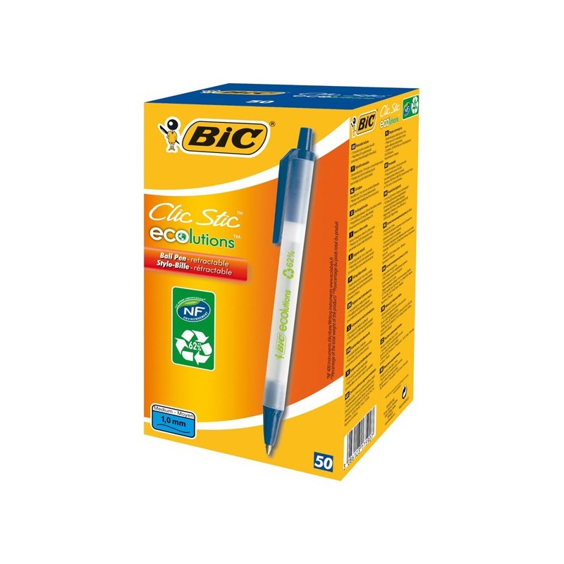Penna a sfera a scatto ECOlutions punta 1,0mm blu Bic conf. 50 pezzi
