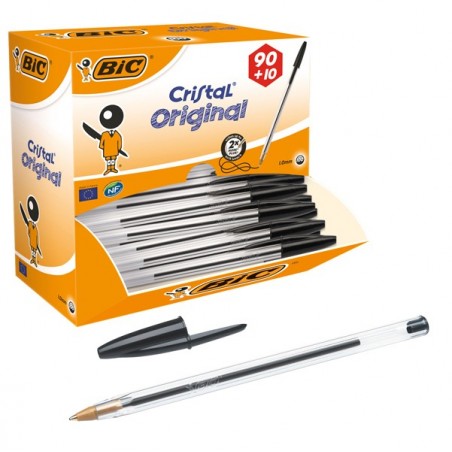 Penna a sfera Cristal punta media 1,0mm nero Bic conf. 90+10 pezzi