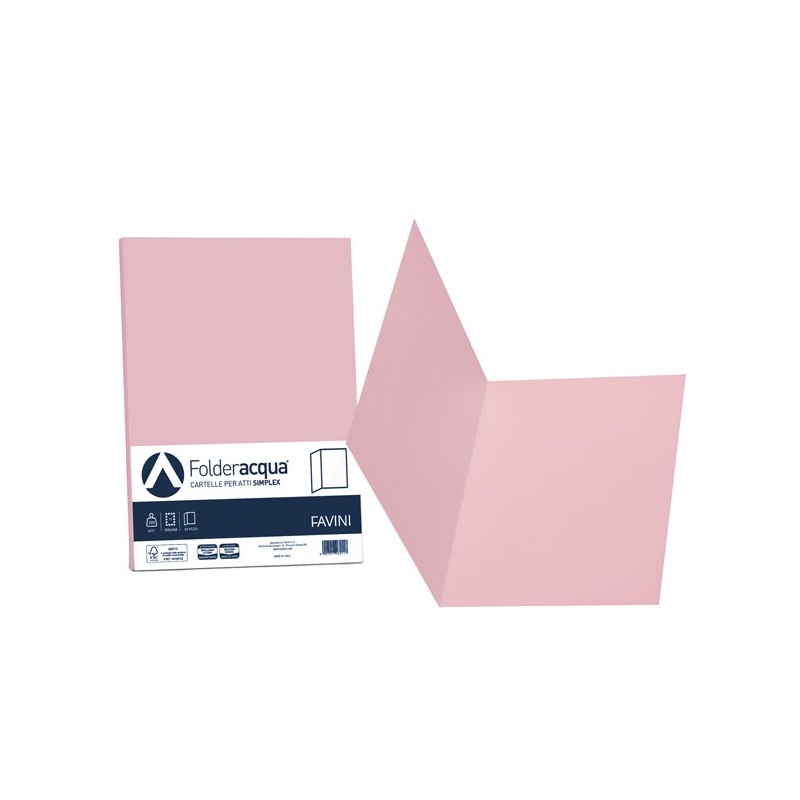 Cartelline semplici Acqua 200 gr 25x34 cm rosa Favini conf. 50 pezzi