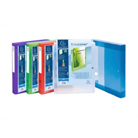 Cartella personalizzabile con bottone Kreacover® PPL 24x32 cm dorso 4 cm colori assortiti Exacompta