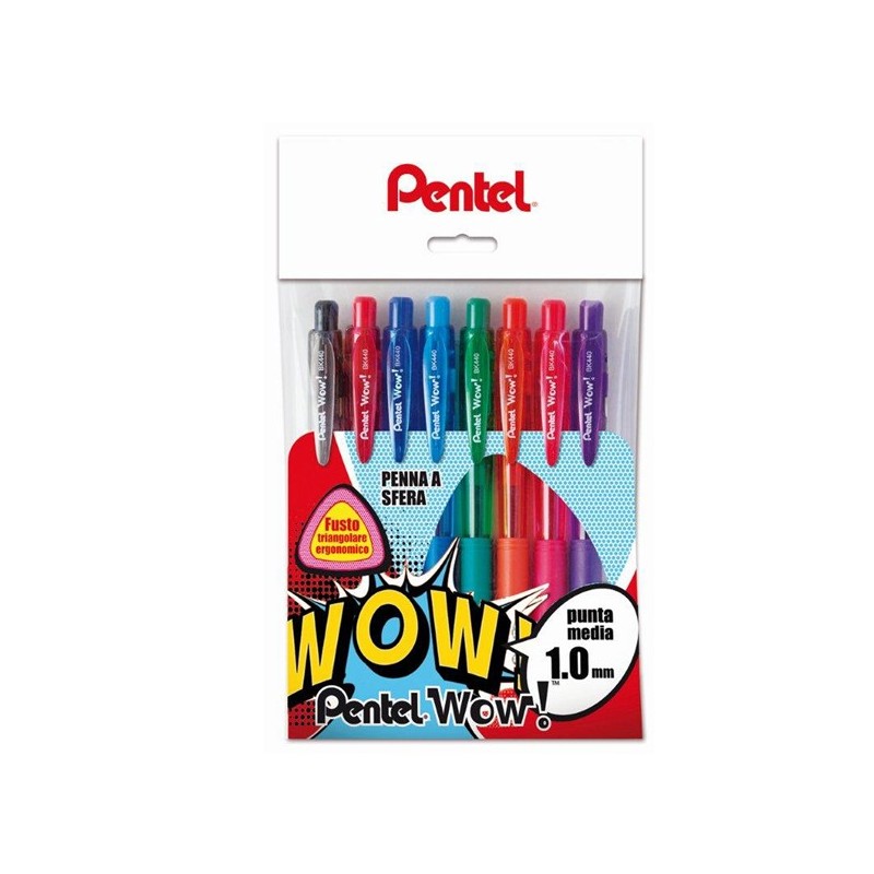 Penna a sfera a scatto Feel It punta 1,0mm 8 colori Pentel astuccio 8 penne