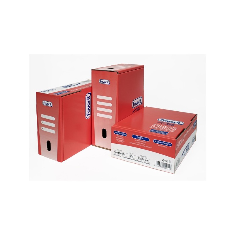 Buste forate La 500 Superior buccia 22x30 cm trasparente Favorit conf. 500 pezzi