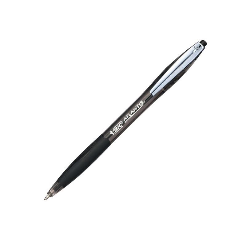 Penne a sfera a scatto Atlantis Soft punta 1,0mm nero clip in metallo Bic conf. 12 pezzi