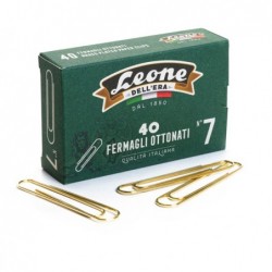 Fermagli ottonati supergiganti n. 7 7,5 cm oro Leone conf. 40 pezzi