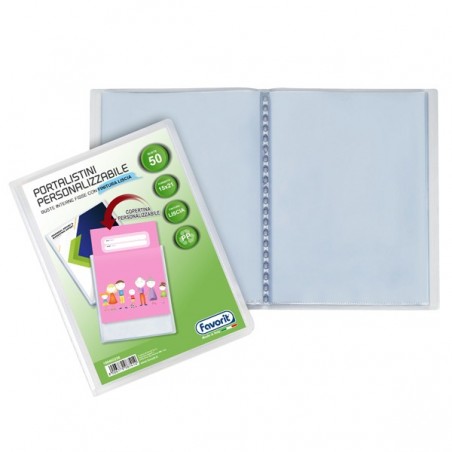 Portalistini personalizzabile Sviluppo liscio 15x21 cm 50 buste trasparente Favorit