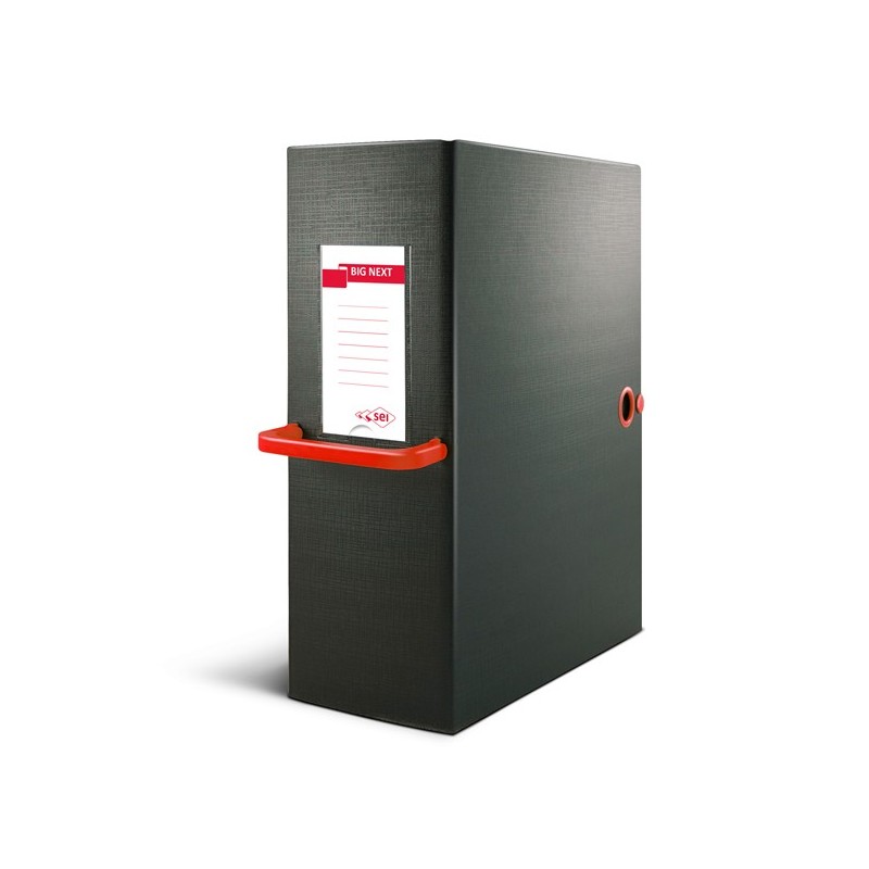Scatola archivio Big Next dorso 12 cm 25x35 cm nero/rosso Sei Rota