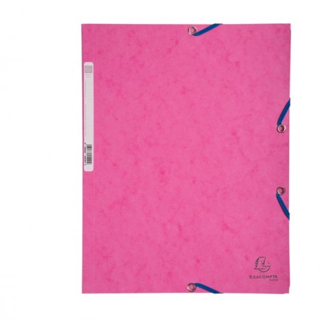 Cartellina con elastico cartoncino lustrè 3 lembi 400 gr 24 x 32 cm rosa Exacompta