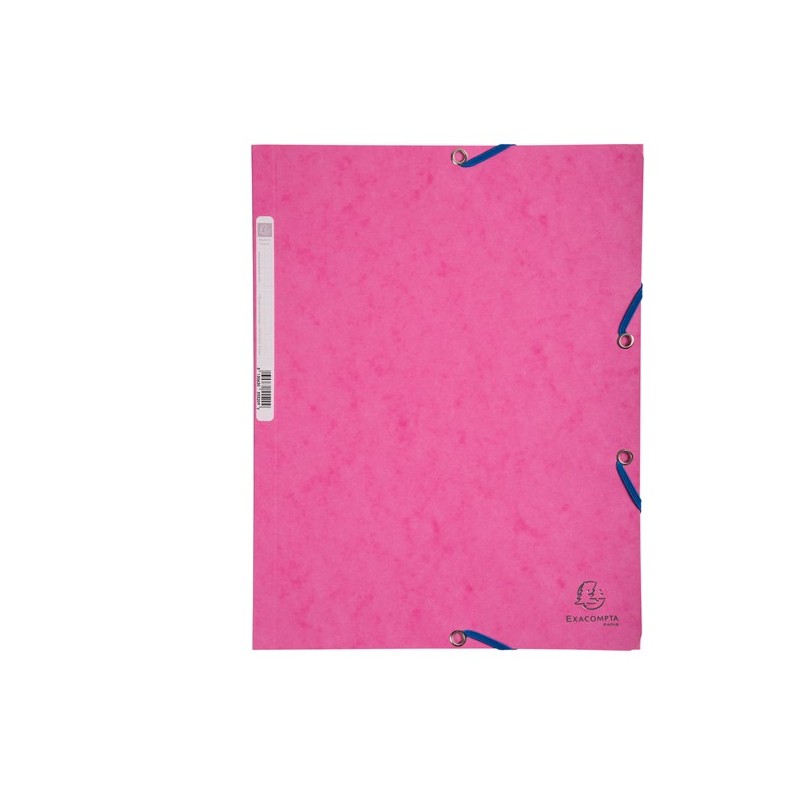 Cartellina con elastico cartoncino lustrè 3 lembi 400 gr 24 x 32 cm rosa Exacompta