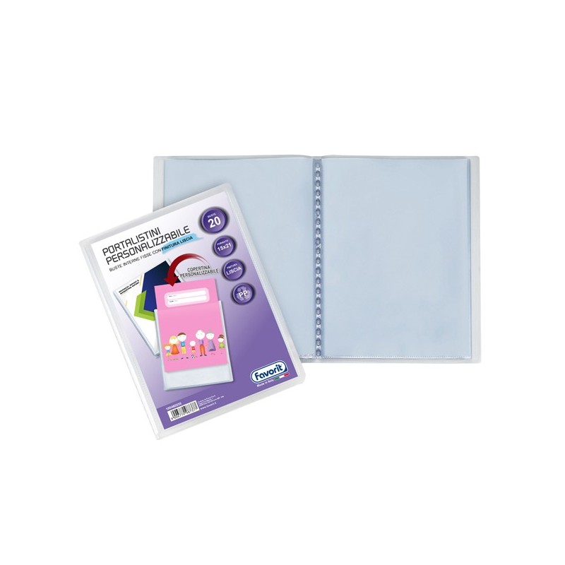 Portalistini personalizzabile Sviluppo liscio 15x21 cm 20 buste trasparente Favorit
