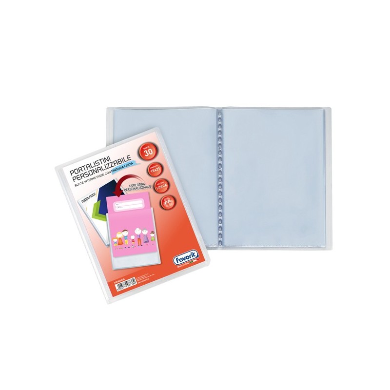 Portalistini personalizzabile Sviluppo liscio 15x21 cm 30 buste trasparente Favorit