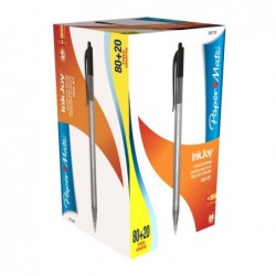 Penna a sfera a scatto Inkjoy 100 RT punta 1,0mm nero Papermate conf. 80+20 pezzi