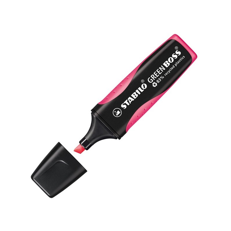 Evidenziatore Green Boss punta a scalpello tratto 2 5 mm rosa 56 83% plastica riciclata Stabilo