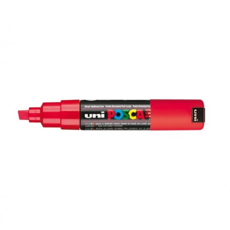 Marcatore a base d'acqua Uni Posca PC8K punta a scalpello 8,0mm rosso Uni Mitsubishi