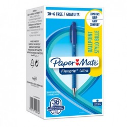 Penna a sfera a scatto Flexgrip Ultra punta 1,0mm blu Papermate conf. 30+6 pezzi