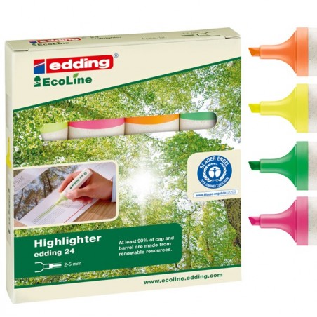 Evidenziatore 24 EcoLine punta a scalpello tratto da 2,05,0mm astuccio 4 colori Edding