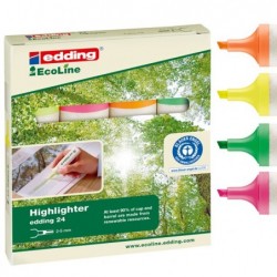 Evidenziatore 24 EcoLine punta a scalpello tratto da 2,05,0mm astuccio 4 colori Edding