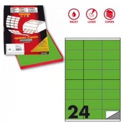 Etichette adesive C/500 in carta permanenti 70 x 36 mm 24 et/fg 100 fogli verde fluo Markin