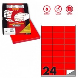 Etichette adesive C/500 in carta permanenti 70 x 36 mm 24 et/fg 100 fogli rosso fluo Markin