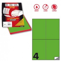 Etichette adesive C/519 in carta permanenti 105 x 148,5 mm 4 et/fg 100 fogli verde fluo Markin