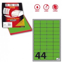 Etichette adesive A/406 in carta permanenti 47,5 x 25,5 mm 44 et/fg 100 fogli verde fluo Markin