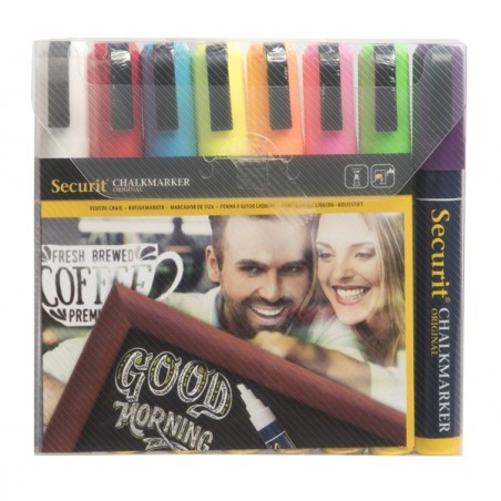 Marcatore a gesso liquido punta media 2,00 6,00 mm mix 8 colori Securit conf. 8 pezzi