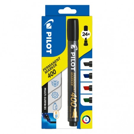Marcatore Permanente Markers 400 punta a scalpello 4,50 mm colori assortiti Pilot astuccio 4 pezzi