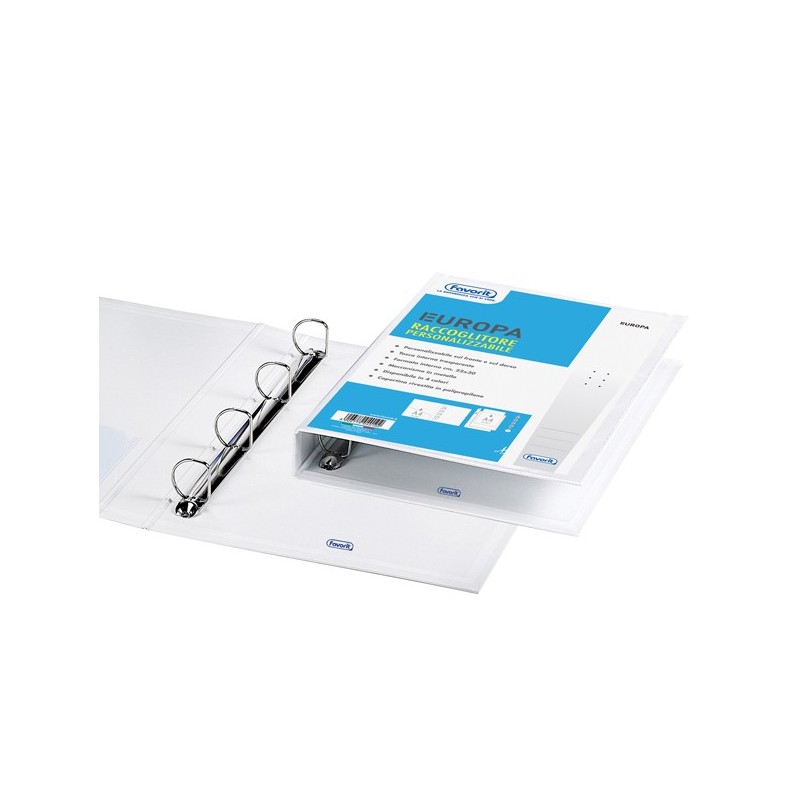 Raccoglitore personalizzabile Europa 4 anelli a D 30 mm dorso 4 cm 22x30 cm bianco Favorit